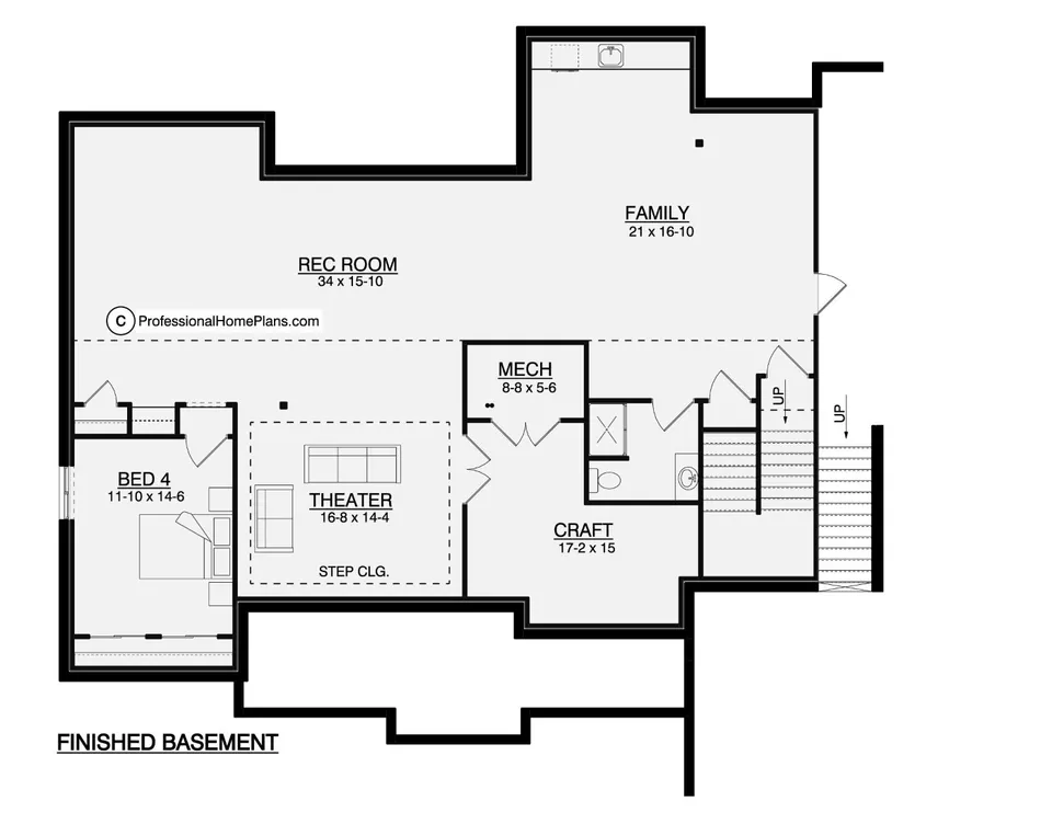 The Sycamore optional basement floor plan